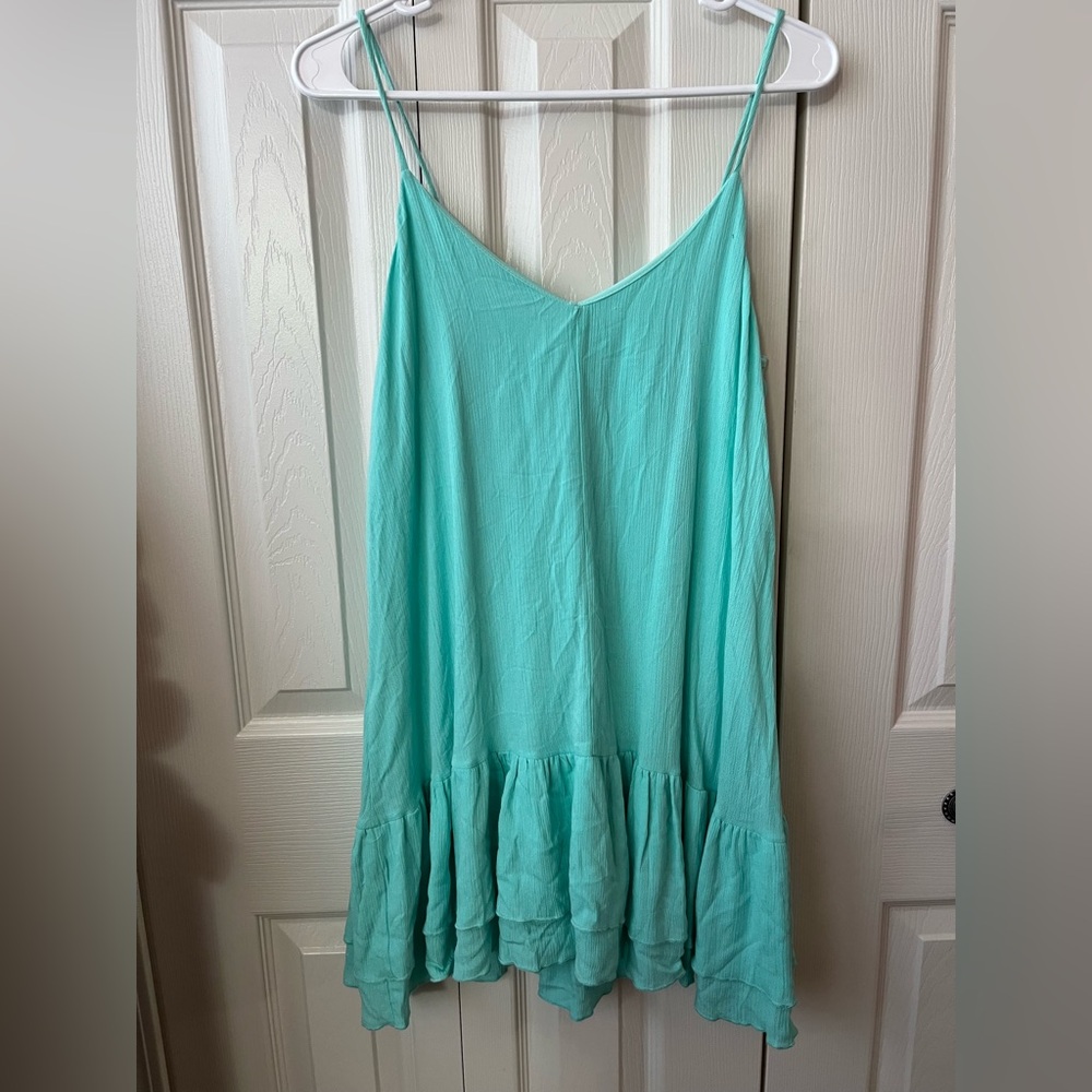 Aqua Ruffle Hem Dress
